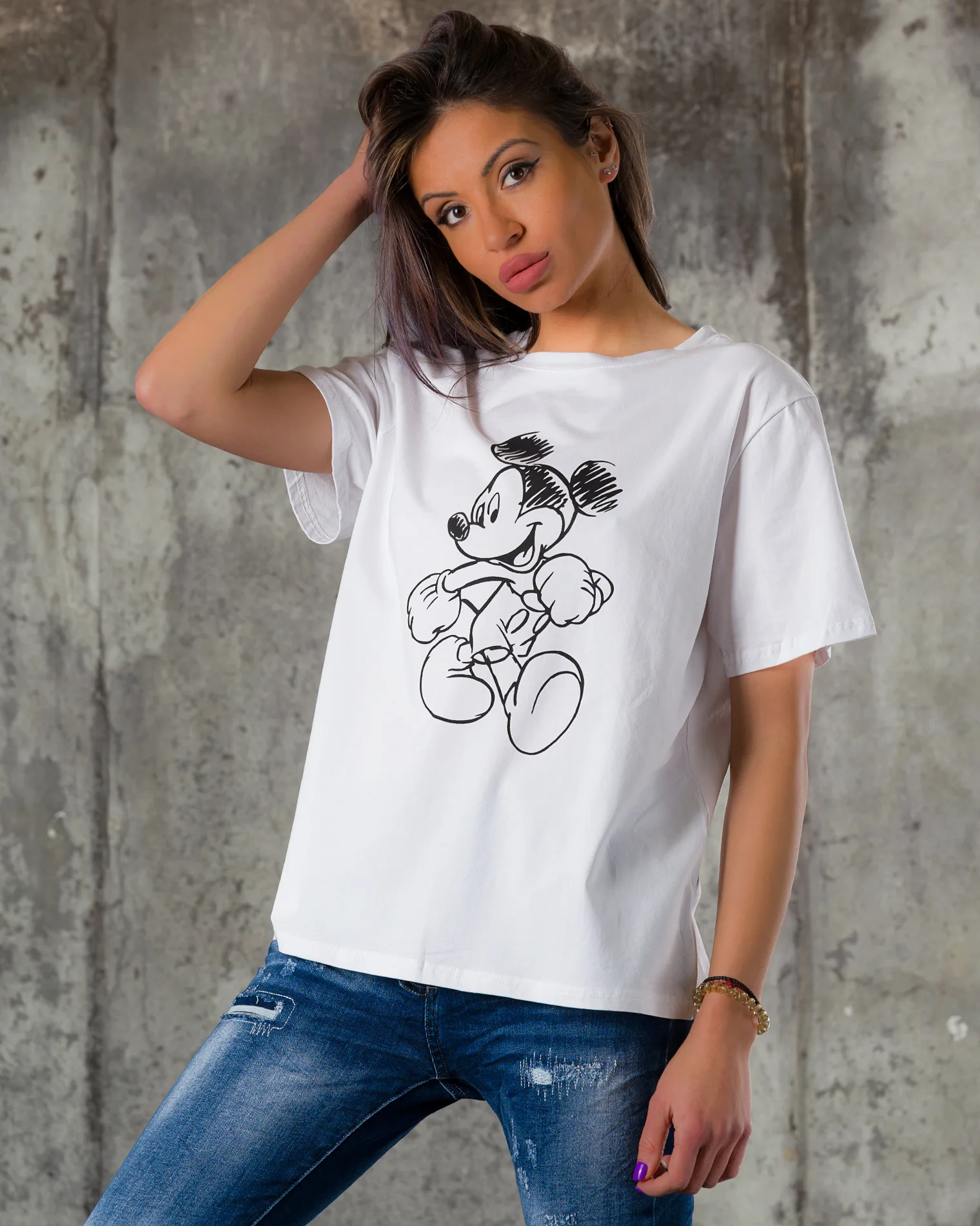 Тениска Hey, Mickey!, Бял Цвят