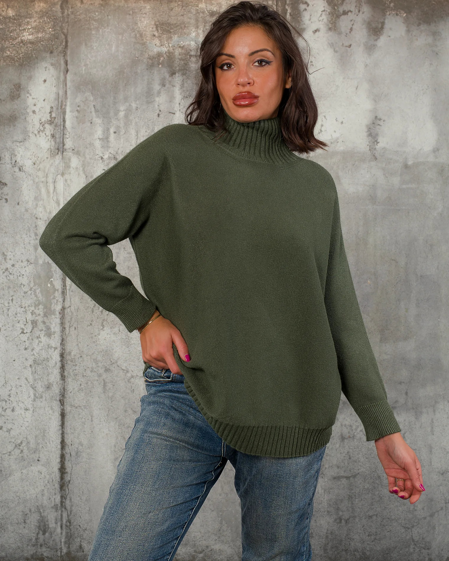 Пуловер North, Цвят Милитъри