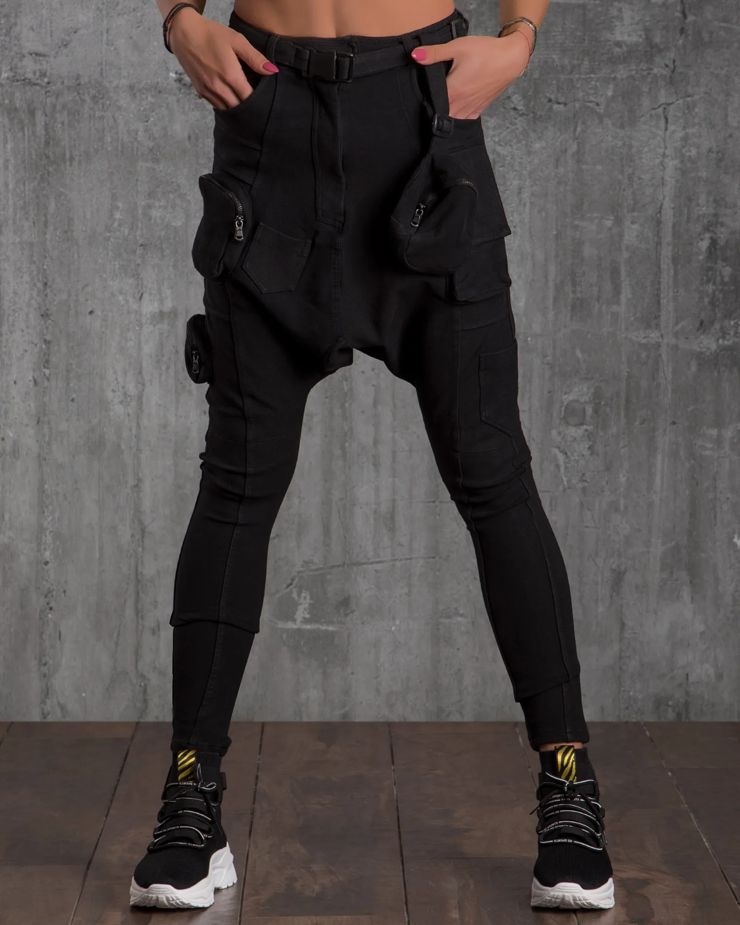 Карго панталон с колан Diablo, Черен Цвят