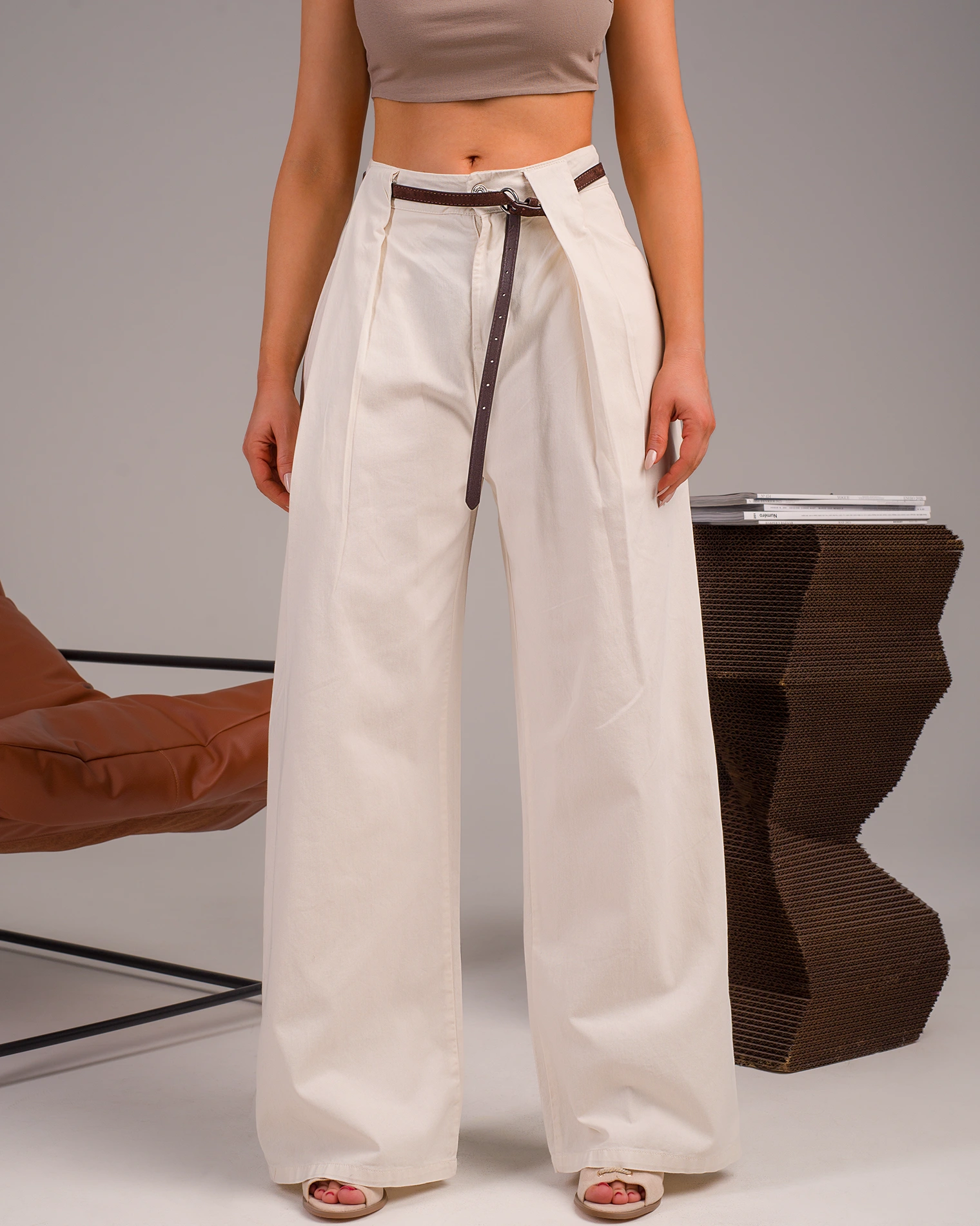 Панталон Tell Me When, Цвят Екрю