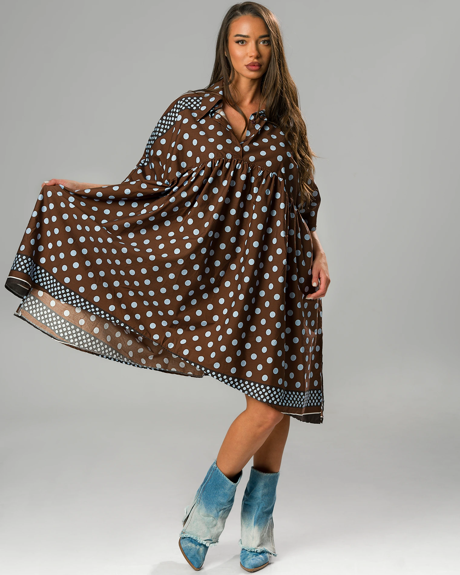 Рокля Focus On Myself, Кафяв Цвят