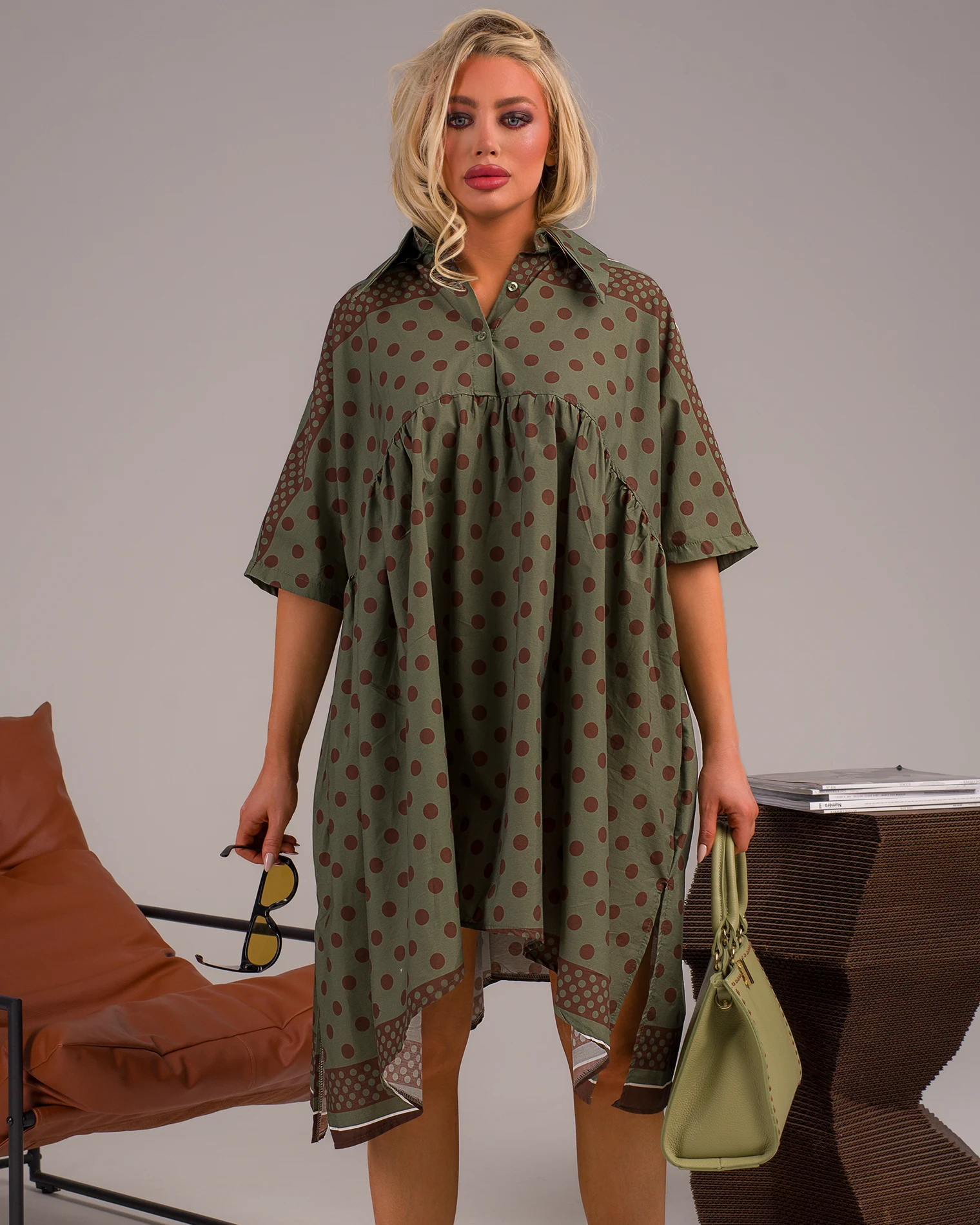 Рокля Focus On Myself, Зелен Цвят