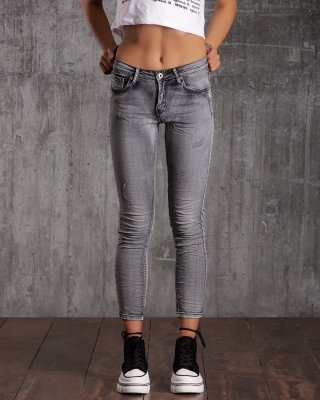 Вталени дънки East Village, Сив Цвят