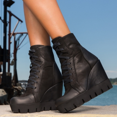 Черни кожени боти Envy, Черен Цвят