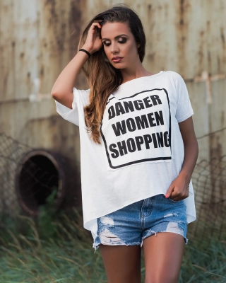 Асиметрична туника Danger, Бял Цвят