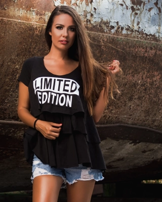 Блуза с волани Moonlight, Черен Цвят