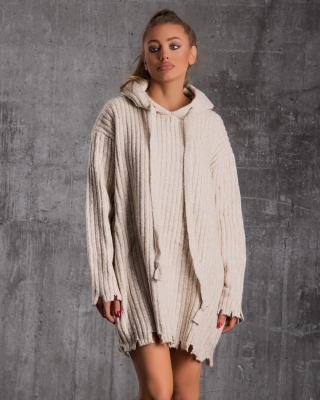 Пуловер с качулка Alive, Бежов Цвят