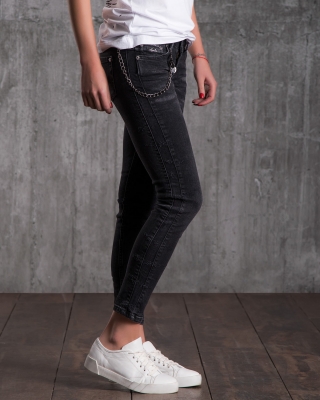 Дънки Profile с акцент отстрани, Черен Цвят