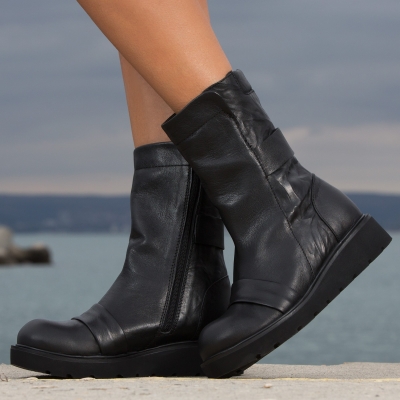 Боти от естествена кожа Dynasty, Черен Цвят