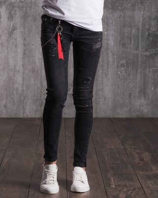 Дънки с пръски Diverse, Черен Цвят