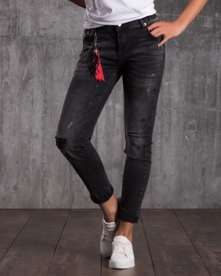 Дънки с пръски Fresh, Черен Цвят