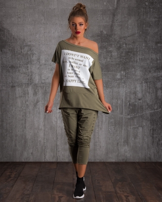 Комплект от две части Positive Vibes, Зелен Цвят