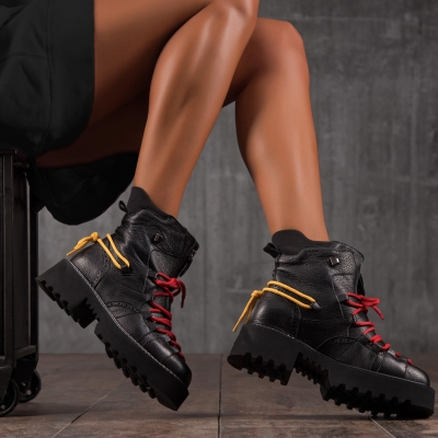 Боти с контрастни връзки Yellowstone, Черен Цвят