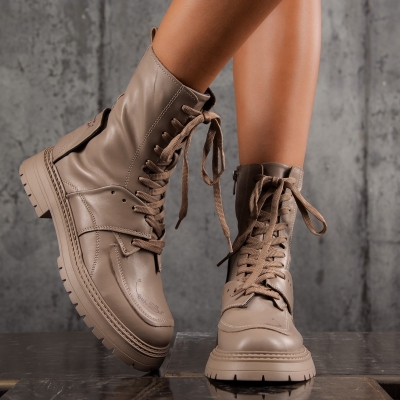 Боти с надписи Society, Бежов Цвят