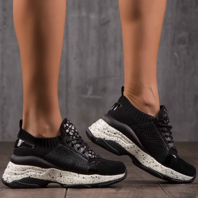 Кецове на дебела подметка с пръски Party Monster, Черен Цвят