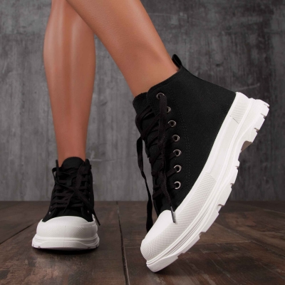 Кецове от плат с връзки Panama, Черен Цвят