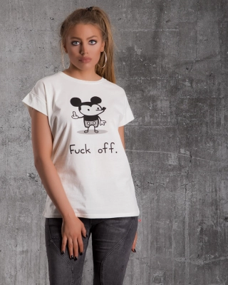 Тениска Bad Mickey, Екрю Цвят