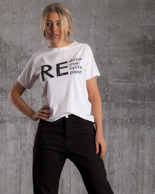 Тениска Recycle, Бял Цвят Бяла