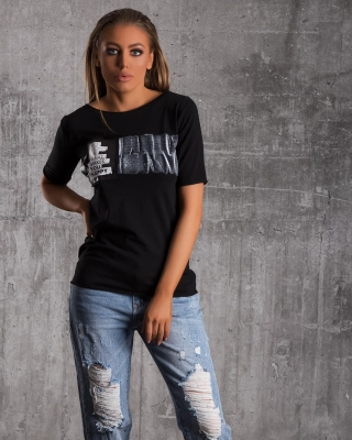 Тениска Make You Happy, Черен Цвят