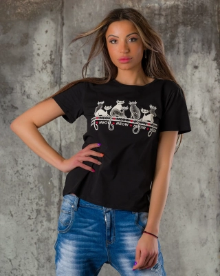 Тениска Feline, Черен Цвят