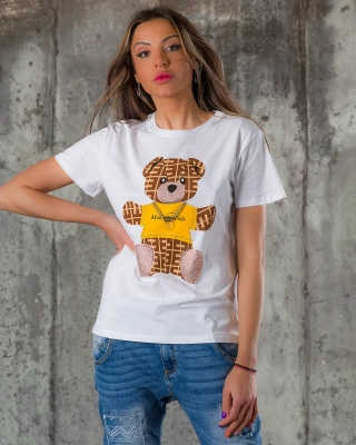 Тениска с камъчета Alaia, Бял Цвят