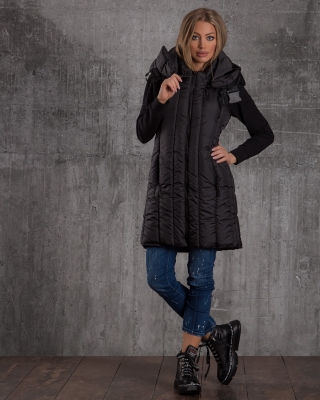 Дълъг шушляков елек Elevated, Черен Цвят