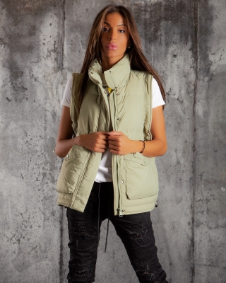 Елек с пълнеж от естествен пух East Side, Зелен Цвят