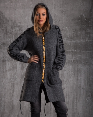 Жилетка с качулка и надписи Fireplace, Сив Цвят