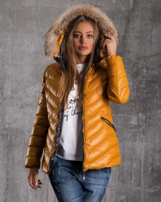 Яке с естествен пух Below Zero, Жълт Цвят