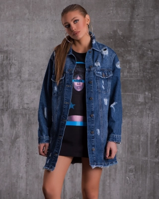 Дълго дънково яке Viper, Син Цвят