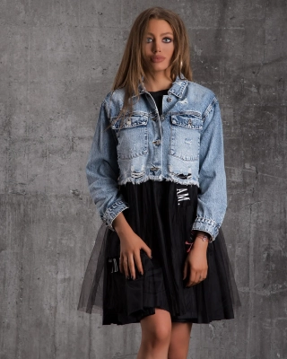 Късо дънково яке Bliss, Син Цвят