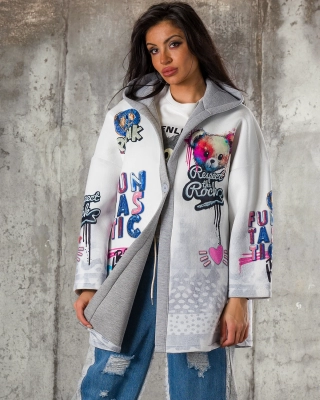 Палто Punk Bear, Бял Цвят