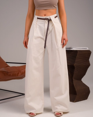 Панталон Tell Me When, Цвят Екрю