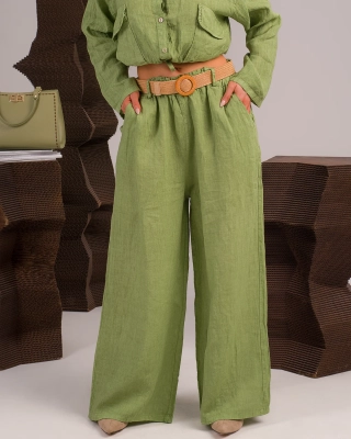 Ленен панталон Liv, Цвят Пистачио