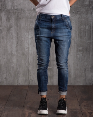 Дънки със захабен ефект Muse, Син Цвят