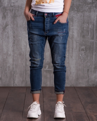 Дънки с цветни акценти Multi, Син Цвят