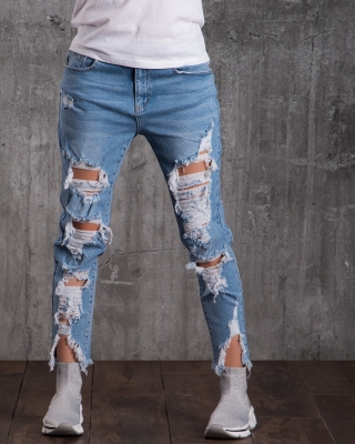 Дънки с накъсан ефект Langdon, Син Цвят