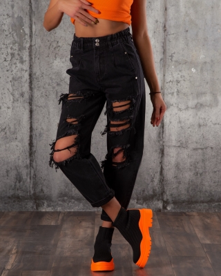 Дънки с накъсан ефект Foxfire, Черен Цвят