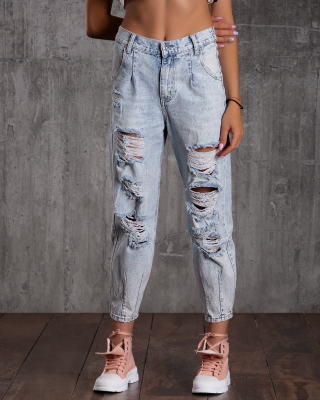 Дънки с накъсан ефект Gamma, Син Цвят