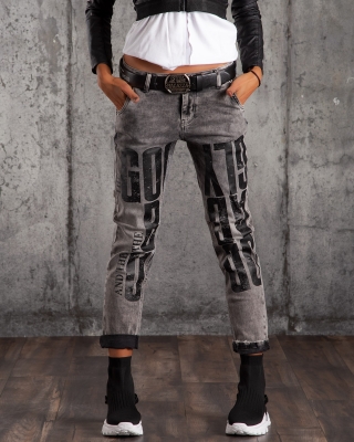 Дънки с щампи Chance, Сив Цвят