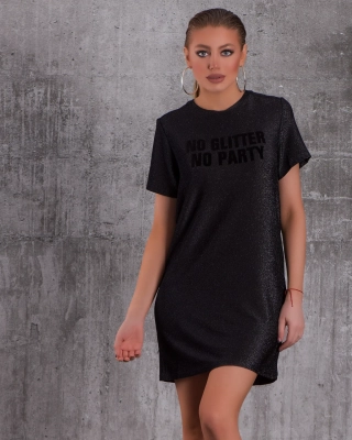 Рокля No Glitter No Party, Черен Цвят