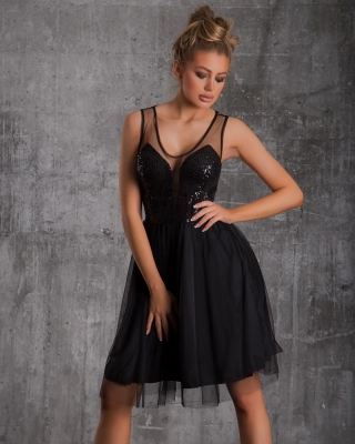 Рокля с пайети Festive, Черен Цвят