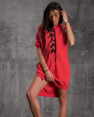 Рокля с връзки Way Of Life, Червен Цвят
