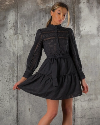 Рокля с колан Obsidian, Черен Цвят