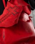 Кожена чанта с кръст от капси Libra, Червен Цвят