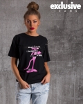 Тениска с щампа Pinko Mode, Черен Цвят