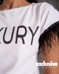Тениска с пера Luxury, Бял Цвят