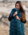 Дълъг зимен елек с естествен косъм Grandioso, Сив Цвят