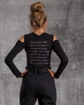 Блуза с надпис на гърба Challenge, Черен Цвят