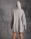 Дълъг пуловер с качулка Sound, Сив Цвят